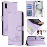 Cat Rat Embossed Pattern RFID Leather Phone Case with Lanyard, For iPhone 13 mini, For iPhone 12/12 Pro, For iPhone 12 Pro Max, For iPhone 12 mini, For iPhone 11 Pro Max, For iPhone 11, For iPhone 11 Pro, For iPhone XS / X