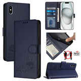 Cat Rat Embossed Pattern RFID Leather Phone Case with Lanyard, For iPhone XR, For iPhone XS Max, For iPhone 8 Plus / 7 Plus