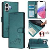Cat Rat Embossed Pattern RFID Leather Phone Case with Lanyard, For iPhone 17 Pro Max, For iPhone 17 Pro, For iPhone 17, For iPhone Air, For iPhone SE 2024, For iPhone 15 Pro Max, For iPhone 15 Pro, For iPhone 15 Plus