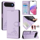 Cat Rat Embossed Pattern RFID Leather Phone Case with Lanyard, For iPhone 17 Pro Max, For iPhone 17 Pro, For iPhone 17, For iPhone Air, For iPhone SE 2024, For iPhone 15 Pro Max, For iPhone 15 Pro, For iPhone 15 Plus
