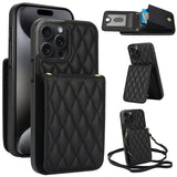 YM015 Crossbody Rhombic Card Bag RFID Phone Case, For iPhone 16, For iPhone 15 Pro Max, For iPhone 15 Pro, For iPhone 15 Plus, For iPhone 15, For iPhone 14 Plus, For iPhone 14, For iPhone 14 Pro