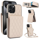 YM015 Crossbody Rhombic Card Bag RFID Phone Case, For iPhone 16, For iPhone 15 Pro Max, For iPhone 15 Pro, For iPhone 15 Plus, For iPhone 15, For iPhone 14 Plus, For iPhone 14, For iPhone 14 Pro