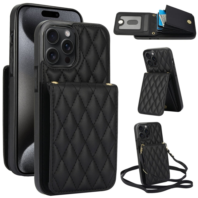 YM015 Crossbody Rhombic Card Bag RFID Phone Case, For iPhone 16, For iPhone 15 Pro Max, For iPhone 15 Pro, For iPhone 15 Plus, For iPhone 15, For iPhone 14 Plus, For iPhone 14, For iPhone 14 Pro
