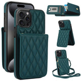 YM015 Crossbody Rhombic Card Bag RFID Phone Case, For iPhone 16, For iPhone 15 Pro Max, For iPhone 15 Pro, For iPhone 15 Plus, For iPhone 15, For iPhone 14 Plus, For iPhone 14, For iPhone 14 Pro
