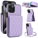 YM015 Crossbody Rhombic Card Bag RFID Phone Case, For iPhone 16, For iPhone 15 Pro Max, For iPhone 15 Pro, For iPhone 15 Plus, For iPhone 15, For iPhone 14 Plus, For iPhone 14, For iPhone 14 Pro