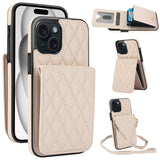 YM015 Crossbody Rhombic Card Bag RFID Phone Case, For iPhone 16, For iPhone 15 Pro Max, For iPhone 15 Pro, For iPhone 15 Plus, For iPhone 15, For iPhone 14 Plus, For iPhone 14, For iPhone 14 Pro