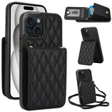 YM015 Crossbody Rhombic Card Bag RFID Phone Case, For iPhone 16, For iPhone 15 Pro Max, For iPhone 15 Pro, For iPhone 15 Plus, For iPhone 15, For iPhone 14 Plus, For iPhone 14, For iPhone 14 Pro