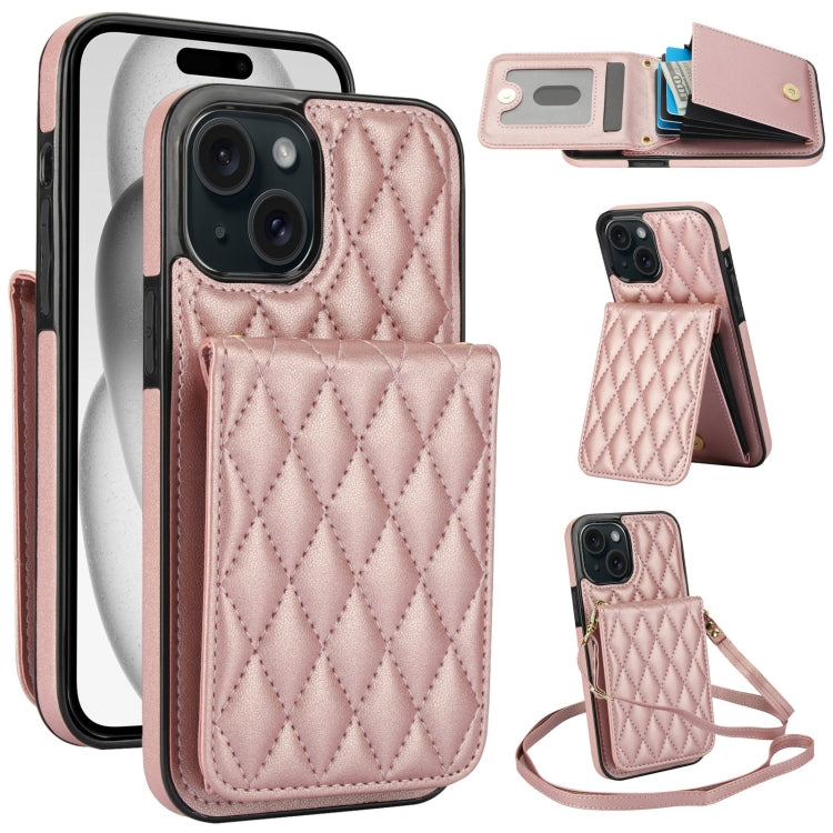 YM015 Crossbody Rhombic Card Bag RFID Phone Case, For iPhone 16, For iPhone 15 Pro Max, For iPhone 15 Pro, For iPhone 15 Plus, For iPhone 15, For iPhone 14 Plus, For iPhone 14, For iPhone 14 Pro