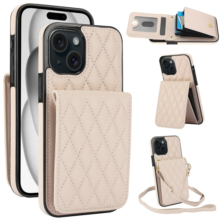 YM015 Crossbody Rhombic Card Bag RFID Phone Case, For iPhone 16, For iPhone 15 Pro Max, For iPhone 15 Pro, For iPhone 15 Plus, For iPhone 15, For iPhone 14 Plus, For iPhone 14, For iPhone 14 Pro