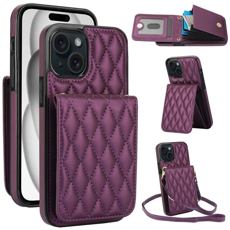 YM015 Crossbody Rhombic Card Bag RFID Phone Case, For iPhone 16, For iPhone 15 Pro Max, For iPhone 15 Pro, For iPhone 15 Plus, For iPhone 15, For iPhone 14 Plus, For iPhone 14, For iPhone 14 Pro