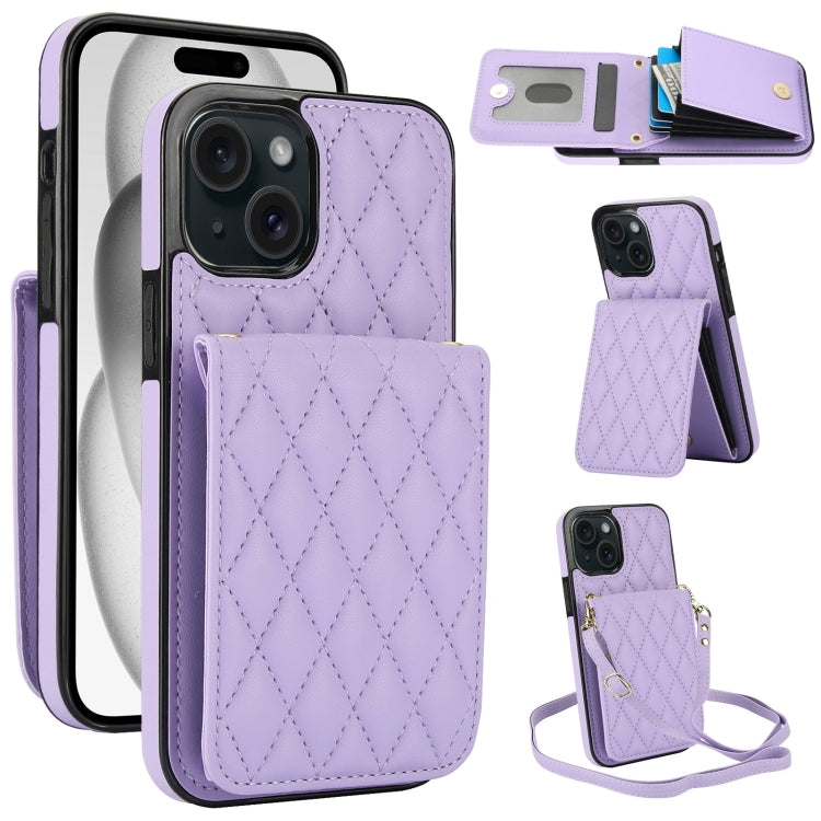 YM015 Crossbody Rhombic Card Bag RFID Phone Case, For iPhone 16, For iPhone 15 Pro Max, For iPhone 15 Pro, For iPhone 15 Plus, For iPhone 15, For iPhone 14 Plus, For iPhone 14, For iPhone 14 Pro