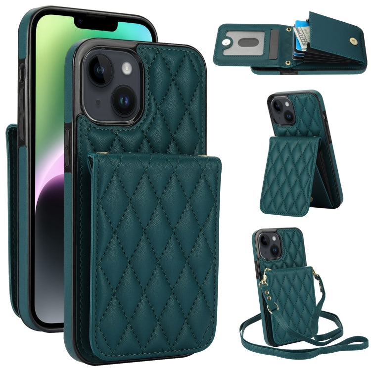 YM015 Crossbody Rhombic Card Bag RFID Phone Case, For iPhone 16, For iPhone 15 Pro Max, For iPhone 15 Pro, For iPhone 15 Plus, For iPhone 15, For iPhone 14 Plus, For iPhone 14, For iPhone 14 Pro