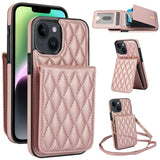 YM015 Crossbody Rhombic Card Bag RFID Phone Case, For iPhone 16, For iPhone 15 Pro Max, For iPhone 15 Pro, For iPhone 15 Plus, For iPhone 15, For iPhone 14 Plus, For iPhone 14, For iPhone 14 Pro