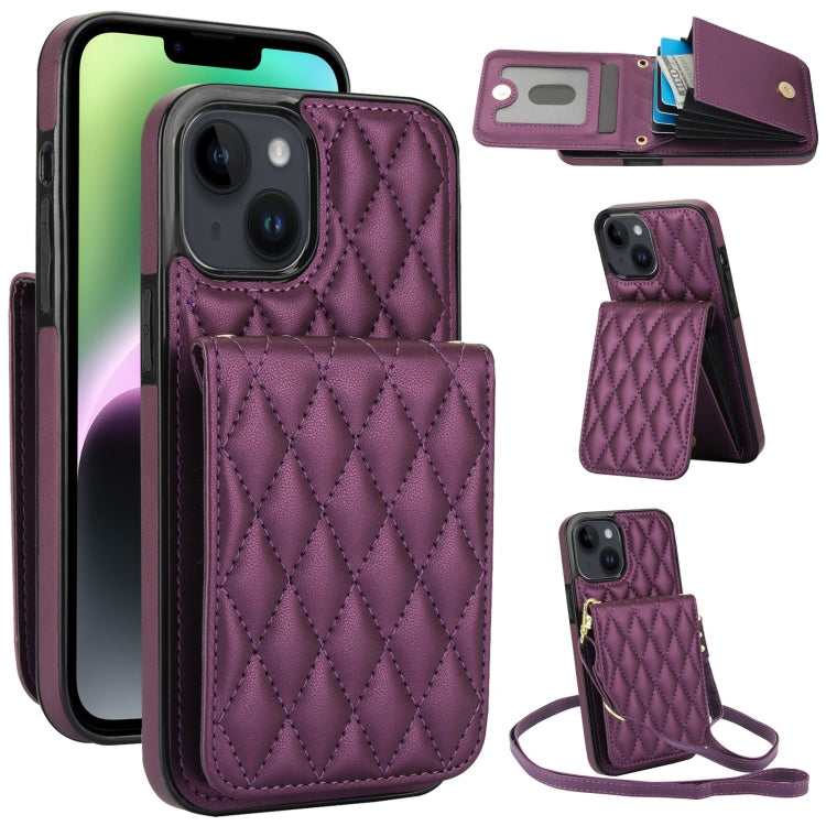 YM015 Crossbody Rhombic Card Bag RFID Phone Case, For iPhone 16, For iPhone 15 Pro Max, For iPhone 15 Pro, For iPhone 15 Plus, For iPhone 15, For iPhone 14 Plus, For iPhone 14, For iPhone 14 Pro