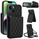 YM015 Crossbody Rhombic Card Bag RFID Phone Case, For iPhone 16, For iPhone 15 Pro Max, For iPhone 15 Pro, For iPhone 15 Plus, For iPhone 15, For iPhone 14 Plus, For iPhone 14, For iPhone 14 Pro