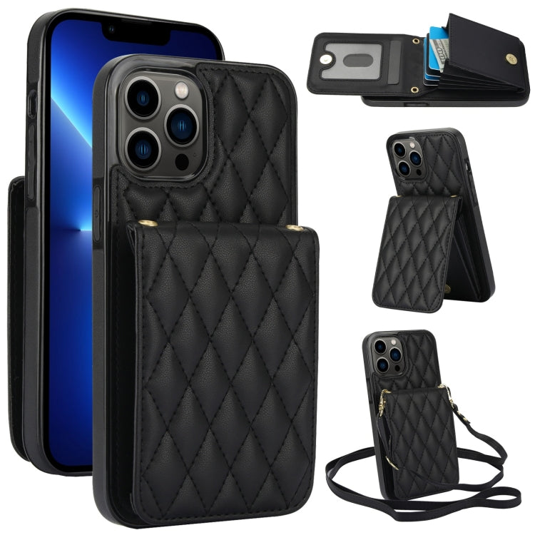 YM015 Crossbody Rhombic Card Bag RFID Phone Case, For iPhone 14 Pro Max, For iPhone 13 Pro Max, For iPhone 13 Pro, For iPhone 13, For iPhone 12 / 12 Pro, For iPhone 12 Pro Max, For iPhone 11 Pro Max, For iPhone 11
