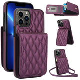 YM015 Crossbody Rhombic Card Bag RFID Phone Case, For iPhone 14 Pro Max, For iPhone 13 Pro Max, For iPhone 13 Pro, For iPhone 13, For iPhone 12 / 12 Pro, For iPhone 12 Pro Max, For iPhone 11 Pro Max, For iPhone 11