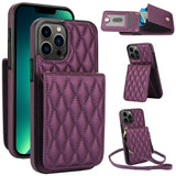 YM015 Crossbody Rhombic Card Bag RFID Phone Case, For iPhone 14 Pro Max, For iPhone 13 Pro Max, For iPhone 13 Pro, For iPhone 13, For iPhone 12 / 12 Pro, For iPhone 12 Pro Max, For iPhone 11 Pro Max, For iPhone 11
