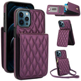 YM015 Crossbody Rhombic Card Bag RFID Phone Case, For iPhone 14 Pro Max, For iPhone 13 Pro Max, For iPhone 13 Pro, For iPhone 13, For iPhone 12 / 12 Pro, For iPhone 12 Pro Max, For iPhone 11 Pro Max, For iPhone 11