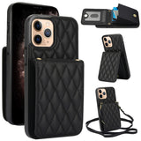 YM015 Crossbody Rhombic Card Bag RFID Phone Case, For iPhone 14 Pro Max, For iPhone 13 Pro Max, For iPhone 13 Pro, For iPhone 13, For iPhone 12 / 12 Pro, For iPhone 12 Pro Max, For iPhone 11 Pro Max, For iPhone 11