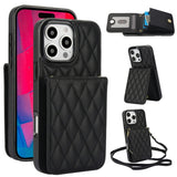 YM015 Crossbody Rhombic Card Bag RFID Phone Case, For iPhone 16e / 17e, For iPhone 17 Pro Max, For iPhone 17 Pro, For iPhone 17, For iPhone Air, For iPhone 16 Pro Max, For iPhone 16 Pro, For iPhone 16 Plus