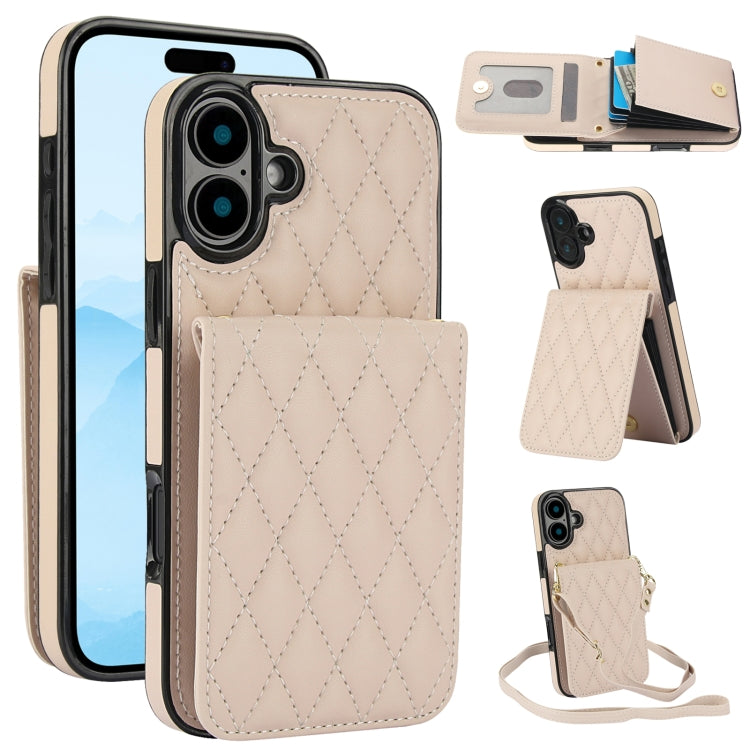 YM015 Crossbody Rhombic Card Bag RFID Phone Case, For iPhone 16, For iPhone 15 Pro Max, For iPhone 15 Pro, For iPhone 15 Plus, For iPhone 15, For iPhone 14 Plus, For iPhone 14, For iPhone 14 Pro