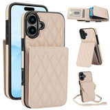 YM015 Crossbody Rhombic Card Bag RFID Phone Case, For iPhone 16, For iPhone 15 Pro Max, For iPhone 15 Pro, For iPhone 15 Plus, For iPhone 15, For iPhone 14 Plus, For iPhone 14, For iPhone 14 Pro