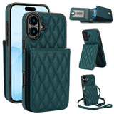 YM015 Crossbody Rhombic Card Bag RFID Phone Case, For iPhone 16, For iPhone 15 Pro Max, For iPhone 15 Pro, For iPhone 15 Plus, For iPhone 15, For iPhone 14 Plus, For iPhone 14, For iPhone 14 Pro