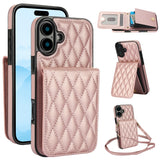 YM015 Crossbody Rhombic Card Bag RFID Phone Case, For iPhone 16, For iPhone 15 Pro Max, For iPhone 15 Pro, For iPhone 15 Plus, For iPhone 15, For iPhone 14 Plus, For iPhone 14, For iPhone 14 Pro