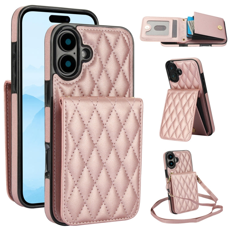 YM015 Crossbody Rhombic Card Bag RFID Phone Case, For iPhone 16, For iPhone 15 Pro Max, For iPhone 15 Pro, For iPhone 15 Plus, For iPhone 15, For iPhone 14 Plus, For iPhone 14, For iPhone 14 Pro