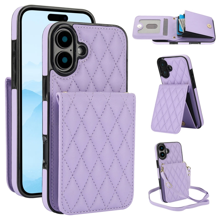 YM015 Crossbody Rhombic Card Bag RFID Phone Case, For iPhone 16, For iPhone 15 Pro Max, For iPhone 15 Pro, For iPhone 15 Plus, For iPhone 15, For iPhone 14 Plus, For iPhone 14, For iPhone 14 Pro