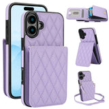 YM015 Crossbody Rhombic Card Bag RFID Phone Case, For iPhone 16, For iPhone 15 Pro Max, For iPhone 15 Pro, For iPhone 15 Plus, For iPhone 15, For iPhone 14 Plus, For iPhone 14, For iPhone 14 Pro