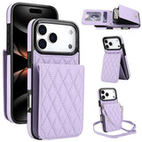 YM015 Crossbody Rhombic Card Bag RFID Phone Case, For iPhone 16e / 17e, For iPhone 17 Pro Max, For iPhone 17 Pro, For iPhone 17, For iPhone Air, For iPhone 16 Pro Max, For iPhone 16 Pro, For iPhone 16 Plus