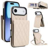 YM015 Crossbody Rhombic Card Bag RFID Phone Case, For iPhone 16e / 17e, For iPhone 17 Pro Max, For iPhone 17 Pro, For iPhone 17, For iPhone Air, For iPhone 16 Pro Max, For iPhone 16 Pro, For iPhone 16 Plus