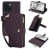 YM016 Rhombic Zipper Card Wallet Leather Phone Case with Lanyard, For iPhone 15, For iPhone 14 Plus, For iPhone 14, For iPhone 14 Pro, For iPhone 14 Pro Max, For iPhone SE 2022 / SE 2020 / 8