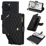 YM016 Rhombic Zipper Card Wallet Leather Phone Case with Lanyard, For iPhone 15, For iPhone 14 Plus, For iPhone 14, For iPhone 14 Pro, For iPhone 14 Pro Max, For iPhone SE 2022 / SE 2020 / 8