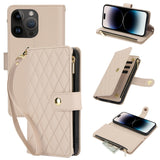 YM016 Rhombic Zipper Card Wallet Leather Phone Case with Lanyard, For iPhone 15, For iPhone 14 Plus, For iPhone 14, For iPhone 14 Pro, For iPhone 14 Pro Max, For iPhone SE 2022 / SE 2020 / 8