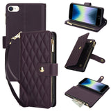 YM016 Rhombic Zipper Card Wallet Leather Phone Case with Lanyard, For iPhone 15, For iPhone 14 Plus, For iPhone 14, For iPhone 14 Pro, For iPhone 14 Pro Max, For iPhone SE 2022 / SE 2020 / 8