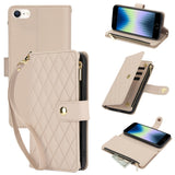 YM016 Rhombic Zipper Card Wallet Leather Phone Case with Lanyard, For iPhone 15, For iPhone 14 Plus, For iPhone 14, For iPhone 14 Pro, For iPhone 14 Pro Max, For iPhone SE 2022 / SE 2020 / 8