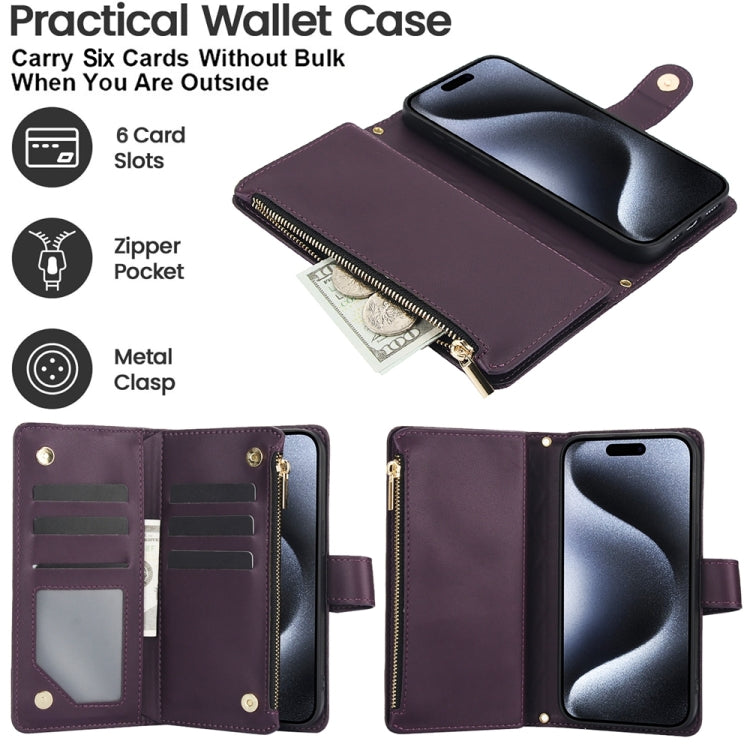 YM016 Rhombic Zipper Card Wallet Leather Phone Case with Lanyard, For iPhone 13 Pro Max, For iPhone 13 Pro, For iPhone 13, For iPhone 13 mini, For iPhone 12 / 12 Pro, For iPhone 12 Pro Max