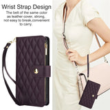 YM016 Rhombic Zipper Card Wallet Leather Phone Case with Lanyard, For iPhone 13 Pro Max, For iPhone 13 Pro, For iPhone 13, For iPhone 13 mini, For iPhone 12 / 12 Pro, For iPhone 12 Pro Max
