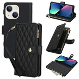 YM016 Rhombic Zipper Card Wallet Leather Phone Case with Lanyard, For iPhone 13 Pro Max, For iPhone 13 Pro, For iPhone 13, For iPhone 13 mini, For iPhone 12 / 12 Pro, For iPhone 12 Pro Max