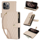 YM016 Rhombic Zipper Card Wallet Leather Phone Case with Lanyard, For iPhone 12 mini, For iPhone 11 Pro Max, For iPhone 11, For iPhone 11 Pro, For iPhone X / XS, For iPhone XR