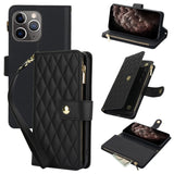 YM016 Rhombic Zipper Card Wallet Leather Phone Case with Lanyard, For iPhone 12 mini, For iPhone 11 Pro Max, For iPhone 11, For iPhone 11 Pro, For iPhone X / XS, For iPhone XR