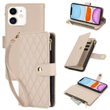 YM016 Rhombic Zipper Card Wallet Leather Phone Case with Lanyard, For iPhone 12 mini, For iPhone 11 Pro Max, For iPhone 11, For iPhone 11 Pro, For iPhone X / XS, For iPhone XR