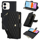 YM016 Rhombic Zipper Card Wallet Leather Phone Case with Lanyard, For iPhone 12 mini, For iPhone 11 Pro Max, For iPhone 11, For iPhone 11 Pro, For iPhone X / XS, For iPhone XR