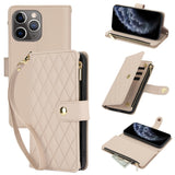 YM016 Rhombic Zipper Card Wallet Leather Phone Case with Lanyard, For iPhone 12 mini, For iPhone 11 Pro Max, For iPhone 11, For iPhone 11 Pro, For iPhone X / XS, For iPhone XR