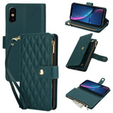 YM016 Rhombic Zipper Card Wallet Leather Phone Case with Lanyard, For iPhone 12 mini, For iPhone 11 Pro Max, For iPhone 11, For iPhone 11 Pro, For iPhone X / XS, For iPhone XR