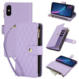 YM016 Rhombic Zipper Card Wallet Leather Phone Case with Lanyard, For iPhone 12 mini, For iPhone 11 Pro Max, For iPhone 11, For iPhone 11 Pro, For iPhone X / XS, For iPhone XR