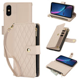 YM016 Rhombic Zipper Card Wallet Leather Phone Case with Lanyard, For iPhone 12 mini, For iPhone 11 Pro Max, For iPhone 11, For iPhone 11 Pro, For iPhone X / XS, For iPhone XR
